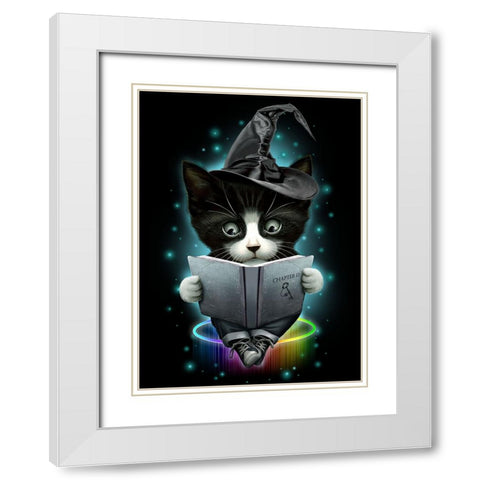 Magical Cat White Modern Wood Framed Art Print with Double Matting by Lawless, Adam