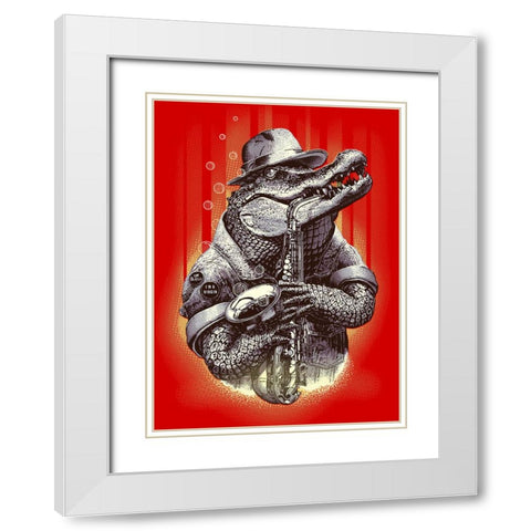 Croc Rocks White Modern Wood Framed Art Print with Double Matting by Lawless, Adam