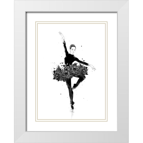 Floral dance White Modern Wood Framed Art Print with Double Matting by Solti, Balazs