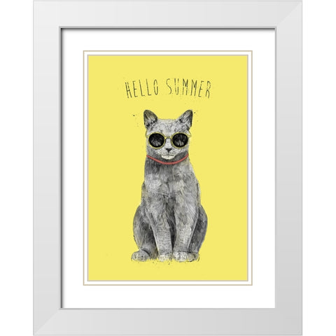 Hello Summer White Modern Wood Framed Art Print with Double Matting by Solti, Balazs