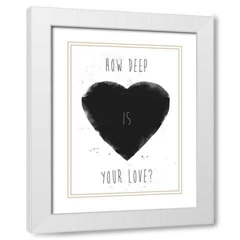 How deep is your love White Modern Wood Framed Art Print with Double Matting by Solti, Balazs