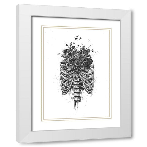 New life White Modern Wood Framed Art Print with Double Matting by Solti, Balazs
