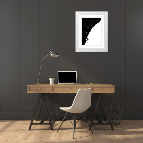 Night climbing (bw) White Modern Wood Framed Art Print with Double Matting by Solti, Balazs
