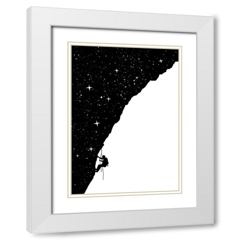 Night climbing (bw) White Modern Wood Framed Art Print with Double Matting by Solti, Balazs