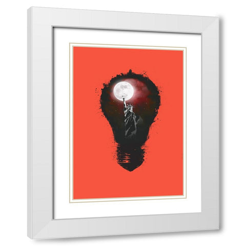 New York City Lights White Modern Wood Framed Art Print with Double Matting by Solti, Balazs