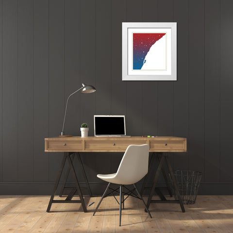 Night climbing White Modern Wood Framed Art Print with Double Matting by Solti, Balazs