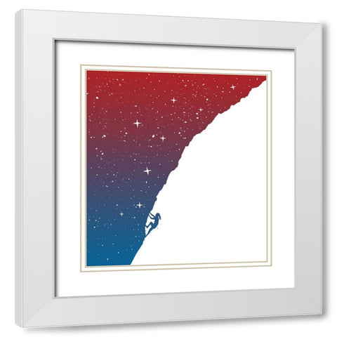 Night climbing White Modern Wood Framed Art Print with Double Matting by Solti, Balazs