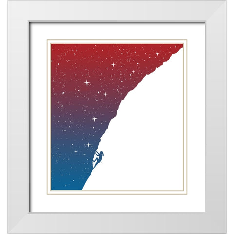 Night climbing White Modern Wood Framed Art Print with Double Matting by Solti, Balazs