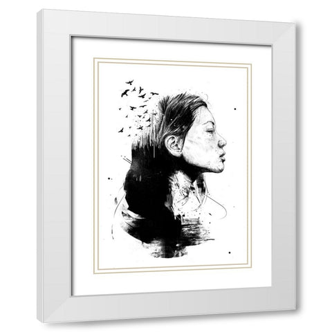 Open your mind White Modern Wood Framed Art Print with Double Matting by Solti, Balazs