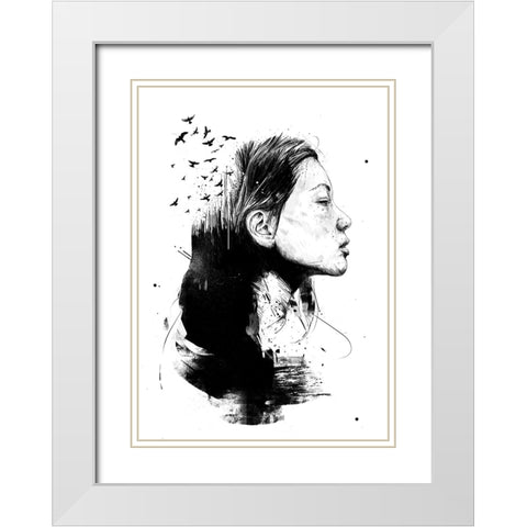 Open your mind White Modern Wood Framed Art Print with Double Matting by Solti, Balazs