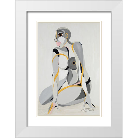 Andrum White Modern Wood Framed Art Print with Double Matting by Florea, Simona