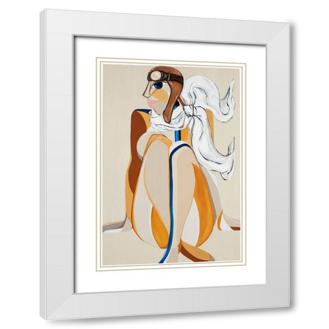Amelia Earhart White Modern Wood Framed Art Print with Double Matting by Florea, Simona