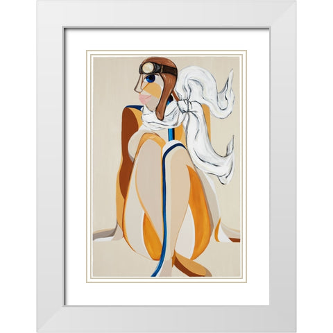 Amelia Earhart White Modern Wood Framed Art Print with Double Matting by Florea, Simona