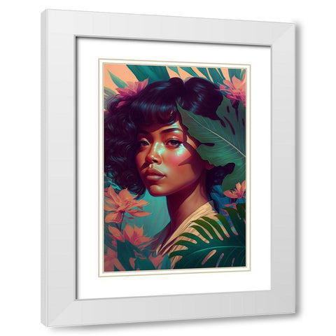 Hawaiian Beauty White Modern Wood Framed Art Print with Double Matting by Treechild