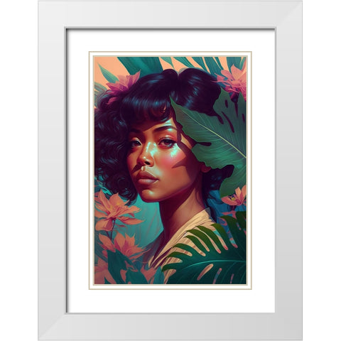 Hawaiian Beauty White Modern Wood Framed Art Print with Double Matting by Treechild
