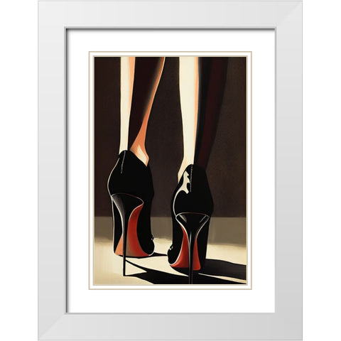 Heels White Modern Wood Framed Art Print with Double Matting by Treechild