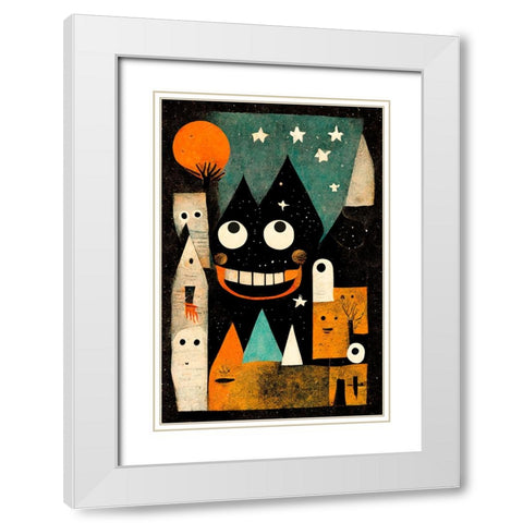 Monster Ville White Modern Wood Framed Art Print with Double Matting by Treechild