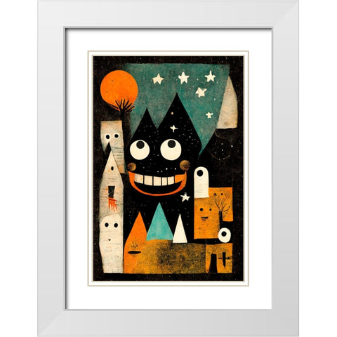 Monster Ville White Modern Wood Framed Art Print with Double Matting by Treechild