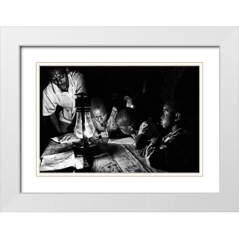 Untitled White Modern Wood Framed Art Print with Double Matting by Mirzaie, Foad