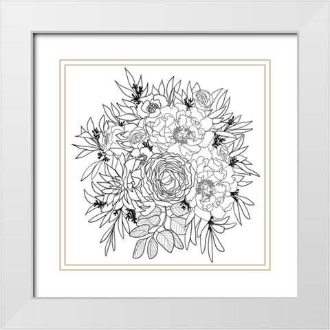 Nanette flower bouquet in black and white White Modern Wood Framed Art Print with Double Matting by Laiz Blursbyai, Rosana