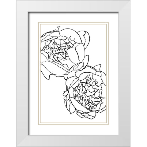 Sallys peonies in black and white White Modern Wood Framed Art Print with Double Matting by Laiz Blursbyai, Rosana
