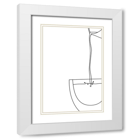 Pouring coffee line art White Modern Wood Framed Art Print with Double Matting by Laiz Blursbyai, Rosana