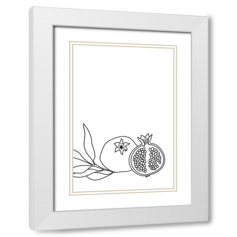 Pomegranate line art White Modern Wood Framed Art Print with Double Matting by Laiz Blursbyai, Rosana