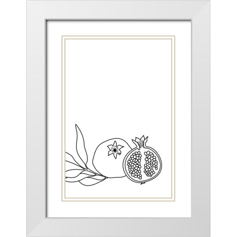 Pomegranate line art White Modern Wood Framed Art Print with Double Matting by Laiz Blursbyai, Rosana