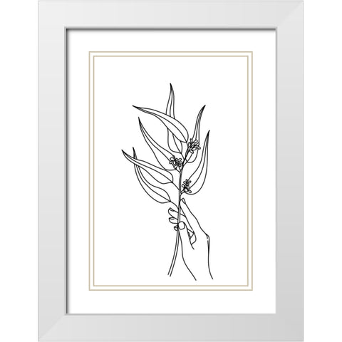 Seeded eucalyptus line art White Modern Wood Framed Art Print with Double Matting by Laiz Blursbyai, Rosana