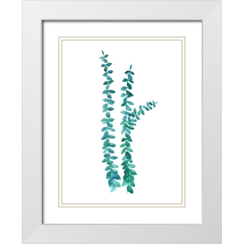 Watercolor eucalyptus branches in teal White Modern Wood Framed Art Print with Double Matting by Laiz Blursbyai, Rosana