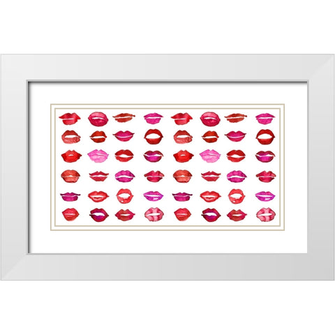 Lipstick kisses White Modern Wood Framed Art Print with Double Matting by Laiz Blursbyai, Rosana