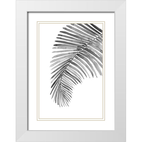 Palm leaf in loose watercolor bw White Modern Wood Framed Art Print with Double Matting by Laiz Blursbyai, Rosana