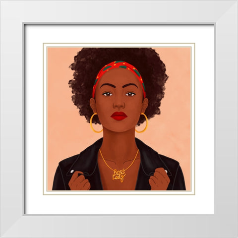 Boss Lady White Modern Wood Framed Art Print with Double Matting by Holikova, Petra