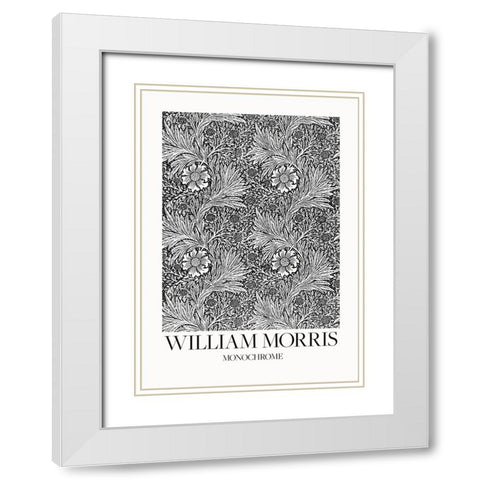 Marigold Monochrome White Modern Wood Framed Art Print with Double Matting by Pictufy
