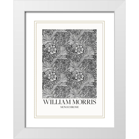 Marigold Monochrome White Modern Wood Framed Art Print with Double Matting by Pictufy