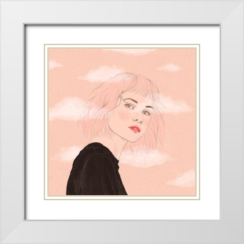 Head in the Clouds White Modern Wood Framed Art Print with Double Matting by Holikova, Petra