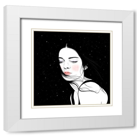 Stars White Modern Wood Framed Art Print with Double Matting by Holikova, Petra