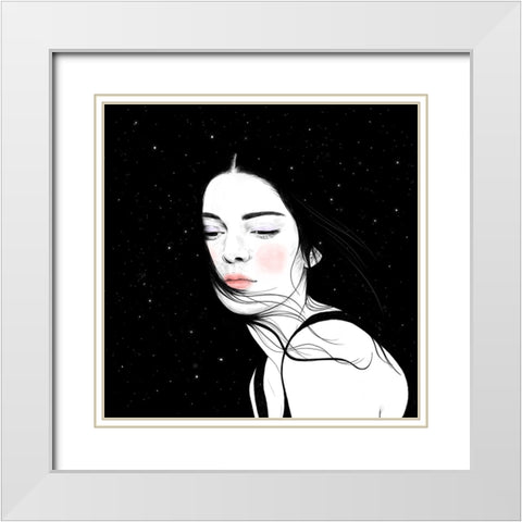 Stars White Modern Wood Framed Art Print with Double Matting by Holikova, Petra