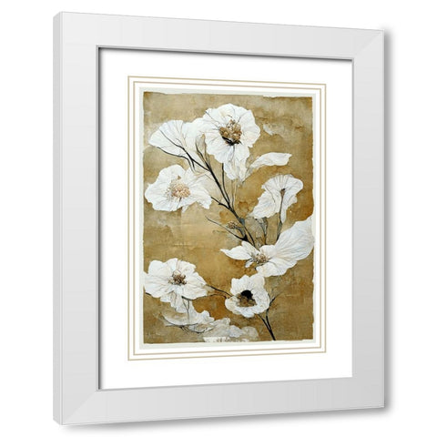 White Dry Flowers White Modern Wood Framed Art Print with Double Matting by Treechild