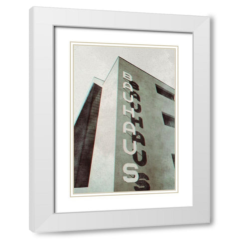 Bauhaus Dessau architecture in vintage magazine style I White Modern Wood Framed Art Print with Double Matting by Laiz Blursbyai, Rosana