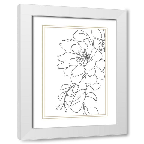 Loli peony line art White Modern Wood Framed Art Print with Double Matting by Laiz Blursbyai, Rosana