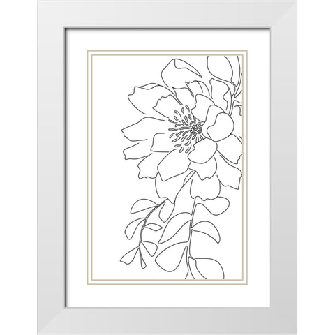 Loli peony line art White Modern Wood Framed Art Print with Double Matting by Laiz Blursbyai, Rosana