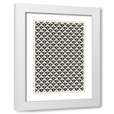 Black Triangle Pattern White Modern Wood Framed Art Print with Double Matting by Treechild