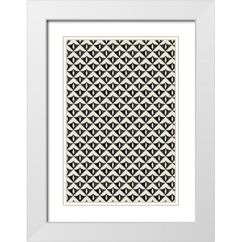 Black Triangle Pattern White Modern Wood Framed Art Print with Double Matting by Treechild