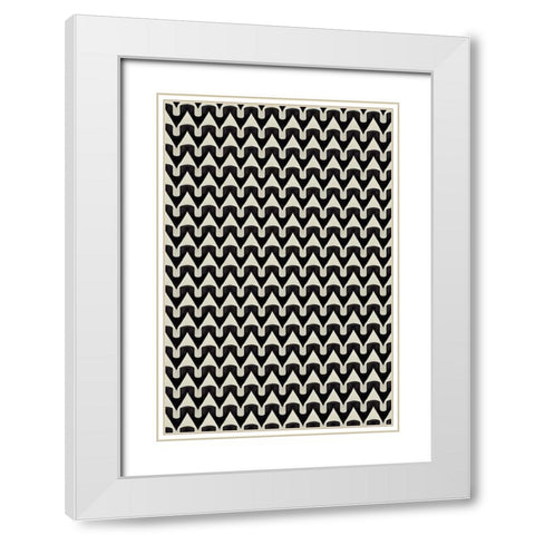 Black And White Zig Zag Pattern White Modern Wood Framed Art Print with Double Matting by Treechild