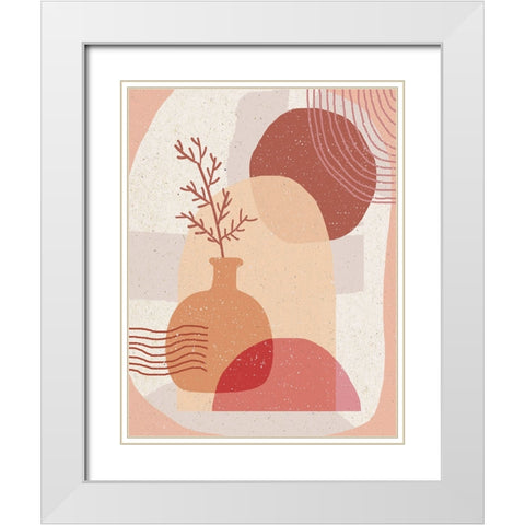 Boho Plant a Pot White Modern Wood Framed Art Print with Double Matting by Demir, Aylin
