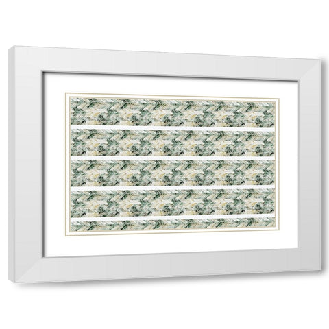Green Beige Pattern White Modern Wood Framed Art Print with Double Matting by Treechild