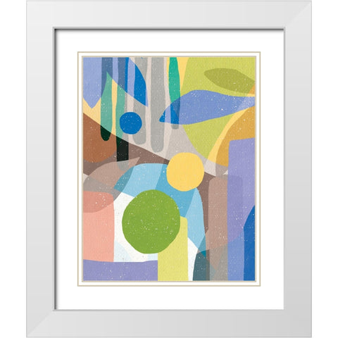 Colorful Pattern White Modern Wood Framed Art Print with Double Matting by Demir, Aylin