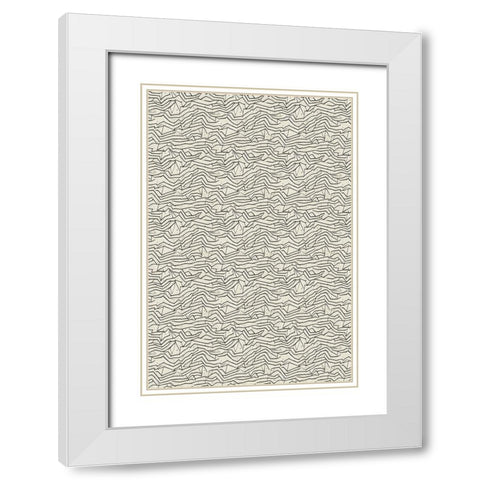 Abstract Lines Pattern White Modern Wood Framed Art Print with Double Matting by Treechild
