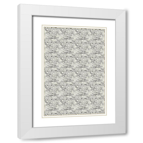 Special Line Pattern White Modern Wood Framed Art Print with Double Matting by Treechild